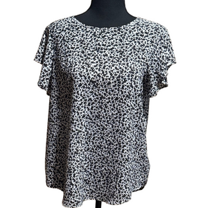 Adrianna Papell Black Cream Animal Print Blouse